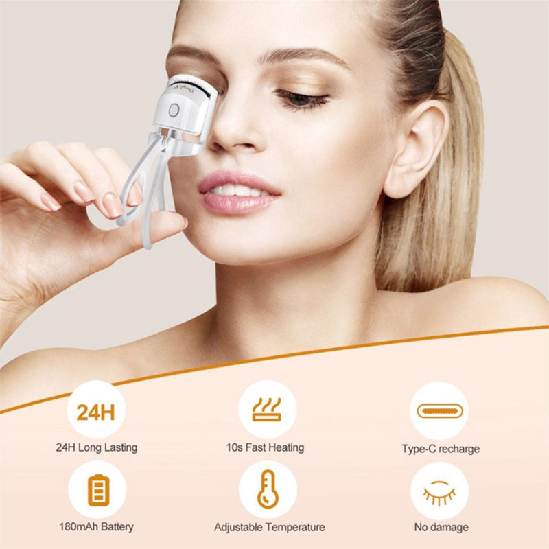 "Portable Heated Eyelash Curler – USB Rechargeable & Compact"