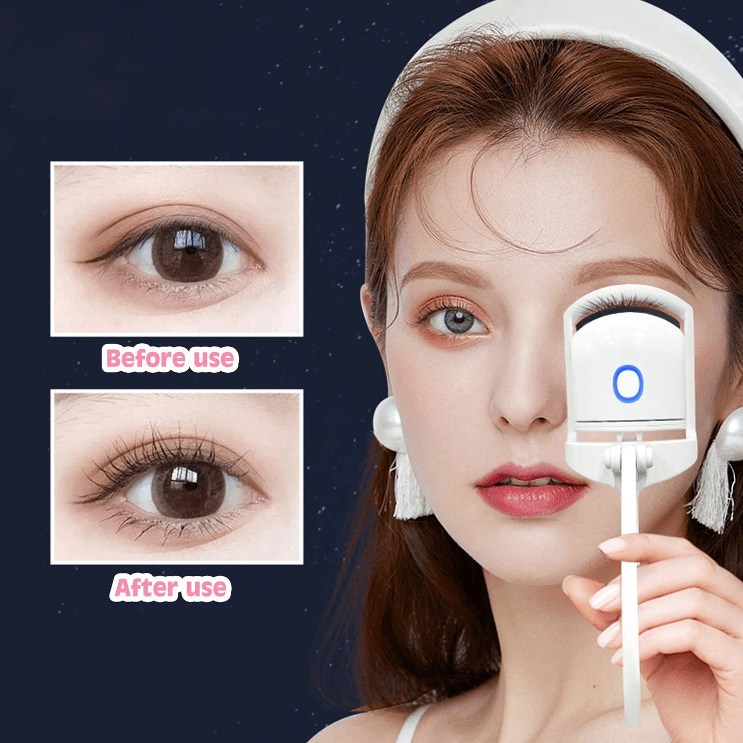 "Portable Heated Eyelash Curler – USB Rechargeable & Compact"